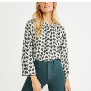 Ann Taylor Black and Gray horse print blouse